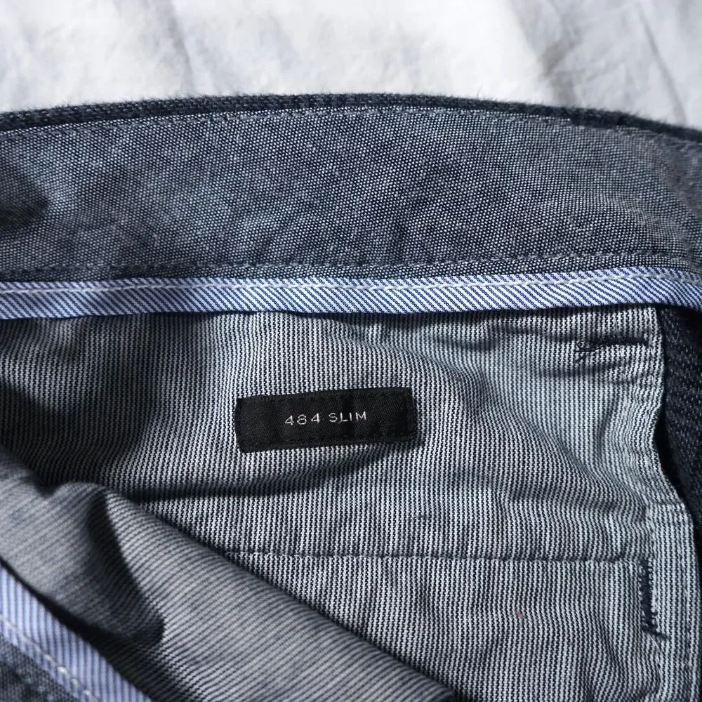 J.Crew Stretch 484 Slim Pants Navy Blue Glen Plaid 31x32
